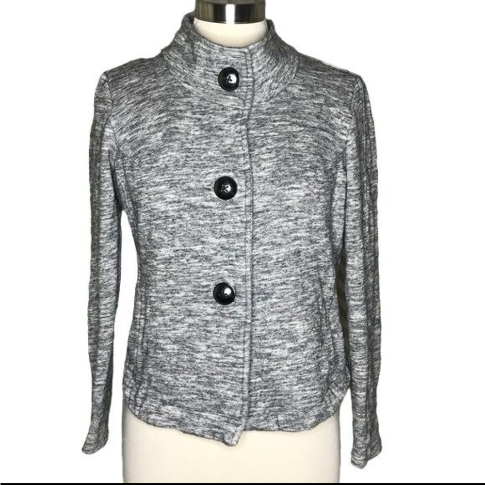 CAbi M knit jacket black white
